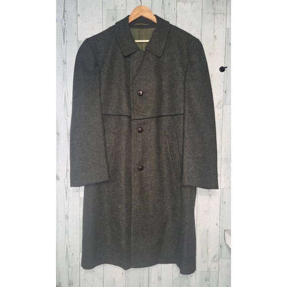 VTG Baur Original Tyroler Loden Wool Overcoat Green Sz. 48 - Picture 1 of 8